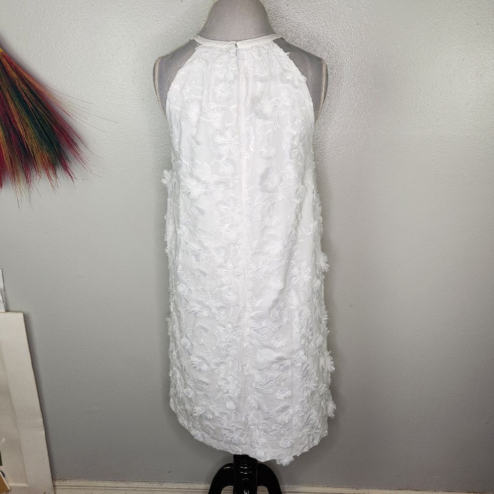 Ann Taylor White High Neck Halter Floral Applique' Mini A Line Dress Size M/L - Picture 6 of 12